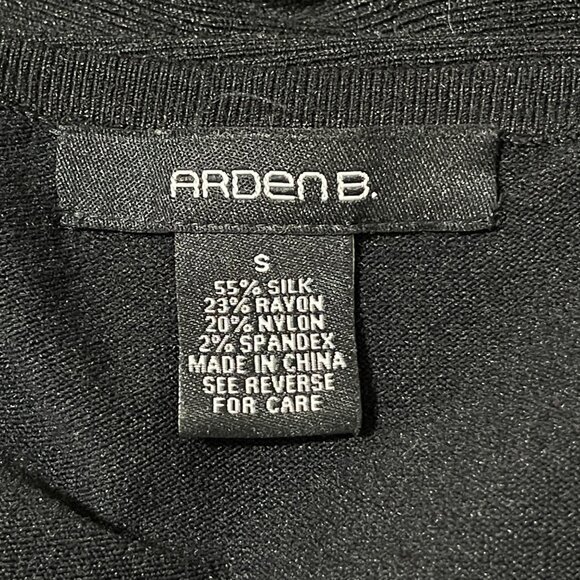 Arden B Bodycon Dress Black Sheer Sleeve Silk Cocktail Mini Size S Small - Picture 3 of 6